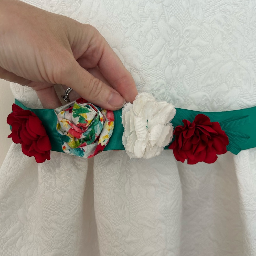 Mayoral White A-Line Dress with Blue Floral Accents - Picture 2 of 4